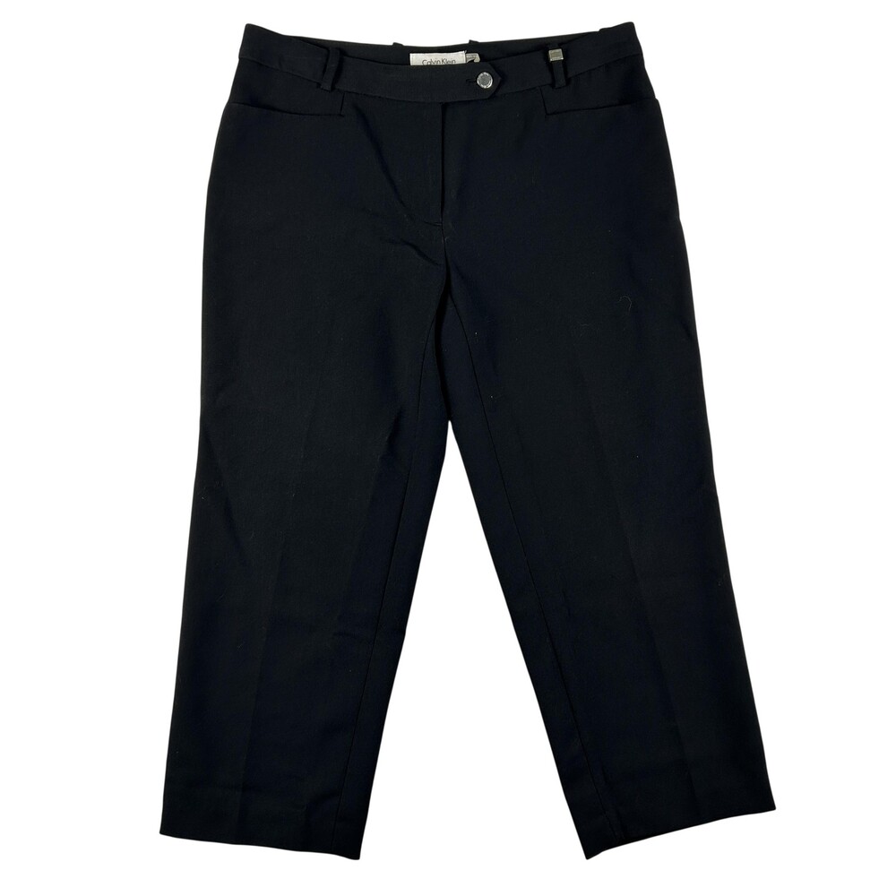 Calvin Klein Dress Pants Womens 4 Black Crop Lined Stretch Twill Career Work